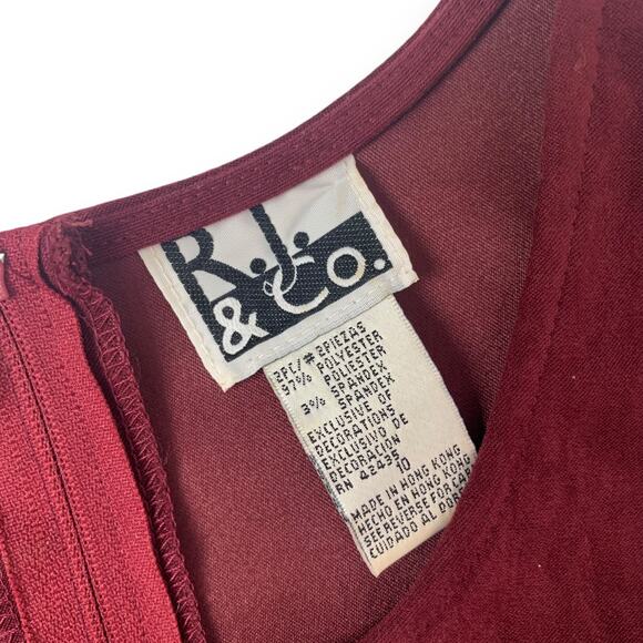 90's maroon microfiber suede dress with slit by R.J. & CO. - Picture 5 of 10